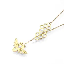 Chains Layered Necklace Woman Accesories Fashion Rose Gold Chain Stainless Steel Jewelry Adjustable Long Cute Bee Pendant