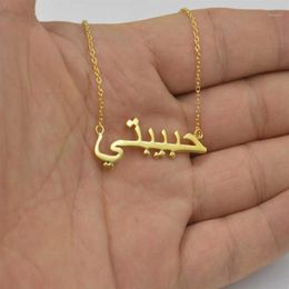 Pendant Necklaces Islamic Jewelry Custom Arabic Name Necklace Personalized Stainless Steel Gold Color Customized Persian Farsi Nam2111