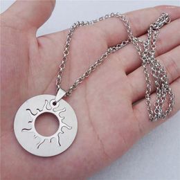 Pendant Necklaces 12 Pieces Pack Blaze Necklace Stainless Steel Roaring Flame Round Sun Men Women Separable Jewelry Wholesale