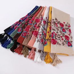 Ethnic Clothing 80 180CM Imitation Cotton And Linen Embroidery Hanging Must Be Ironed Diamond Scarf Women's Head Gauze Travel Often