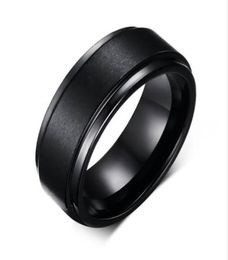 Mens Rings BASIC 8MM Wedding Band Black Pure Tungsten Carbide Engagement Ring for Men Matte Brushed Centre Jewellery bague homme8691688