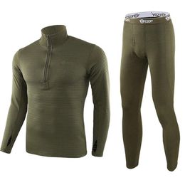 Underpants Winter Men Fleece Tactical Underwear Long Johns Uniforms Military Army Polartec Compression Underwear Clothing Sets Lightweight