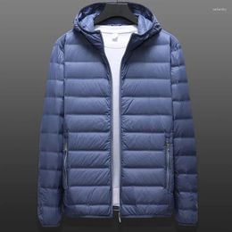 Men's Jackets Men Down Padded Jacket Lightweight Spring Puffer Coat Male Ultra Light Autumn Big Size 6XL 8XL White Duck Hood Zip-up