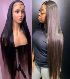 26 28 Inch Long Straight Lace Front Human Hair Wig 13x4 Synthetic Lace Closure Frontal Wigs For Black Women5754874