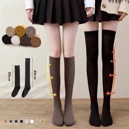 Women Socks Autumn Winter Knee Solid Colour Knitting Leg Warmer Stockings Jk Lolita Long Tight Japanese High Tube Sock