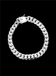 ship 8MM square buckle side brace 925 silver bracelet JSPB227Beast gift men and women sterling silver plated Chain link bra5615771