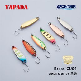 YAPADA Brass spoon CU04 2 8g 3 6g 4 7g 36X10mm OWNER Single Hook Multicolor Metal Spoon stream Fishing Lures Trout T191016274Q
