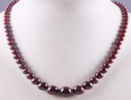 Chains Natural Garnet Graduated Round Beads Necklace 17 Inch Jewellery For Gift F1901984520