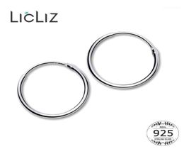 Hoop Huggie LicLiz 2021 925 Sterling Silver Simple Earrings For Women Round Circle White Gold Jewellery Loop Joyas De Plata LE04724939405