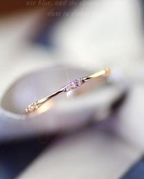 Thin Midi Ring For Women Mini Cubic Zirconia Superfine Finger Ring Rose Gold silver Colour Fashion Jewellery KBR0299901374