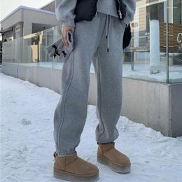 Women's Pants Deeptown Sport Warm Sweatpants For Women Grey Korean Fashion Basic Fleece Female Winter Vintage Baggy Pink Jogger Trousers