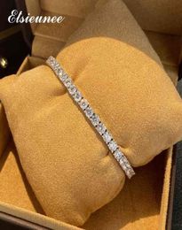 Bracelet Elsieunee 100 Real 925 Sterling Silver Simulated Moissanite Diamonds Tennis Bracelets for Women Men Wedding Bangle Fine 54238185