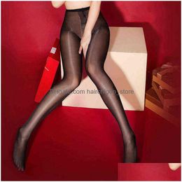 30D Women Coloured Tights With High Waist Sexy Thin Oil Shiny Crotchless Pantyhose Open Crotch Nylon Stockings Plus Size Pink W22031 Dhq8U