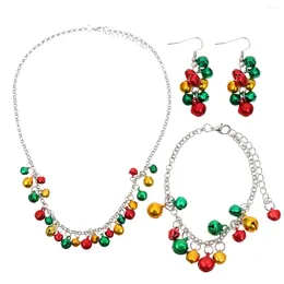 Necklace Earrings Set Girl Xmas Stocking Stuffer Bell Jewelry Bangles For Girls Colorful Decorated