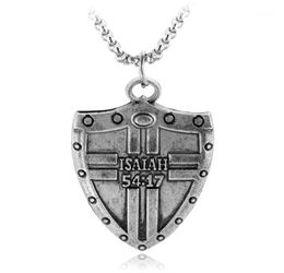 Isaiah 5417 Shield Supernatural Alloy Pendent Necklace Scripture Religious Fitness Shields Vintage Couple Cool Gift For Men Chain3670783