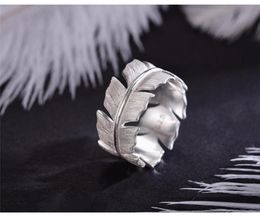 Original Handmade Designer Jewelry S925 Sterling Silver Natural Elegant Soft Feather Rings for Women two colors4315264