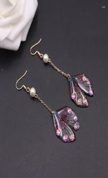 Dangle Earrings Fairy Tale Mermaid Tail Dreamy Gradient Purple Butterfly Insect Wing Long Romantic Bridal1096409