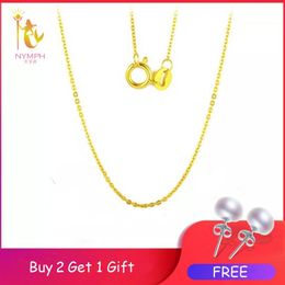 NYMPH Genuine 18K White Yellow Gold Chain 18 inches au750 Cost Necklace Pendant Wendding Party Gift For WomenG1002 LJ20083318Q