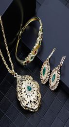 SUNSPICEMS Gold Colour Arabic Necklace Earring Cuff Bracelet Women Ethnic Wedding Jewellery Sets Morocco Caftan Fashion Accessories8077270