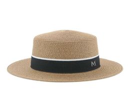 straw BeanieSkull Caps hat s for women bucket flat top wide brim khaki band luxury formal beach elegant women039s summer L22107140221