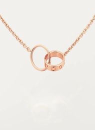 Premium Edition classic design pendant gold love necklace link ladies girls double Ring charm 316L titanium Steel Wedding designer7065854