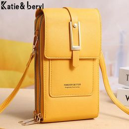 Bags Women Wallet Brand Touchable Mobile Phone Bags Small Card Holders Handbag Purse Clutch Wallets Messenger Shoulder Bag Female