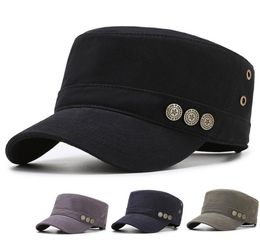 Hat Mens FlatTop Cap Korean Style Fashionable Simple Military Cap Outdoor Leisure AllMatch Sun Protection Hat Spring and Autumn 5670225