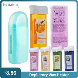 foreverlily 3in1 Roll On Depilatory Wax Heater Face Body Hair Removal Epilator Wax Heating Machine with Waxing Strips Paper 231225