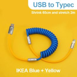 120W Fast Charging Cable 2M Retractable Aluminium Alloy Charging Cable USB C Data Cable for Samsung Galaxy OPPO Xiaomi Huawei
