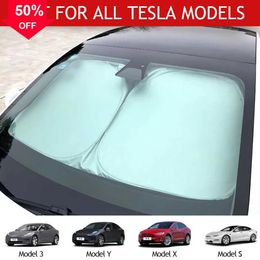 Accessories New For Tesla Model 3 Y X S Car Front Windshield Sunscreen Window Sunscreen Visor Sun Shade Blocks UV Rays Protection Parasol Coch