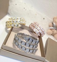 Luxury Fashion Brand Jewelry Lady Brass Full Diamond Double Circles 18K Gold Wedding Engagement Open Bracelets 3 Color1826285
