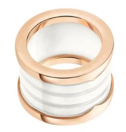 50off fashion titanium steel love ring silver rose gold ring for lovers white black Ceramic couple ring jers1220445