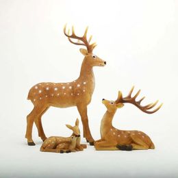 Outdoor Figurines Garden Decoration Bonsai Miniatures Realistic Deer Statue Home Decoration Courtyard Ornaments Park Lawn Decor 231225