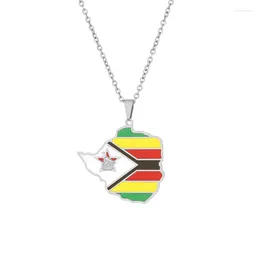 Pendant Necklaces Europe And America Stainless Steel Zimbabwe Map Drop Oil Necklace