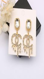 Women Letters Stud Earrings Brand Luxury Designer Small Sweet Wind Stamp Tassel Earring Metal Elegant Fashion Jewelry Wedding Part7877476