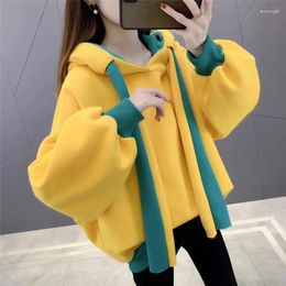 Women's Hoodies Velvet And Thick Sweatershirt For 2023 Autumn Winter Large Size Loose Fat Mm Top Coat Trendy