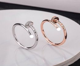 titanium steel silver love ring men and women rose gold nail ring for lovers fashion couple ring gift4232542