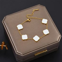 Luxury Fashion Designer Clover Agate Bracelet Women's High Quality Bracelet Delicate Simple Versatile Popular Bracelet Ladies Jewellery New Year Gift