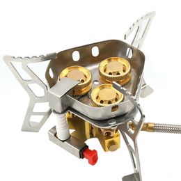 1 Pc Outdoor Camping Gas Stove Portable High Power Stainless Steel Cooker Gear Stove Burner For Outdoor Hiking Picnic 231225