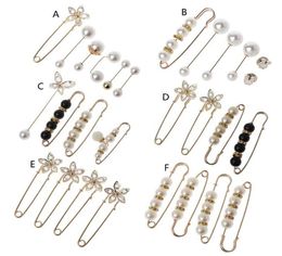 Pins Brooches Sweater Shawl Clip Double Faux Pearl Shirt Pin Buttons Crystal Waist Pants Extender Safety Pins For Women C1FE4182526