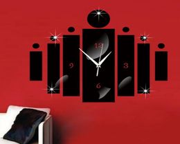 Mirror Digital Wall Clock Wall Stickers Watch 3D Living Room Bedroom Study Home Design Decoration Silent Clocks Black Silver3440386