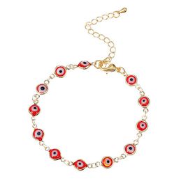 ZHINI 1 PC Fashion Gold Chain Bangle Bracelets for Women Red Blue Evil Eye Enamel Bead Statement Bracelet Party Jewellery Gift G10268010941