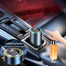 Humidifiers Smart Car Humidifier Essential Oil Diffuse Air Freshener Mini Diffuser Scent Fragrance Aromatherapy with LED Colourful LightL231226