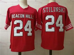 American College Beacon Hills #24 Stilinski Red College Football Jersey Maroon Jerseys Shirts S-3XL