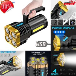 New Portable Lanterns Ultra Bright LED Flashlight USB Rechargeable 4 Lighting Modes Flashlights Waterproof Torch for Camping Exploring Hiking