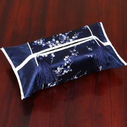 Napkins Chinese style Decorative Christmas Tissue Box Cover Removable Tassel Facial Napkin Case High End Silk Brocade Covers Tissue Boxes