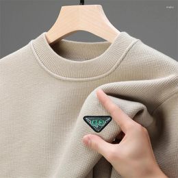 Men's Sweaters High End Wool Sweater O-Neck Embroidered Pullover Plush Thicken Korean Street Fashion Casual Men Knitswear