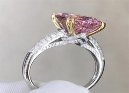 Sparkling Wedding Rings Brand New Luxury Jewellery 925 Sterling Silver Oval Cut Pink Topaz CZ Diamond Gemstones Women Engagement Ban1993714