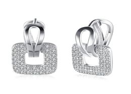 Clipon Screw Back Kzce146 Trendy Cubic Zirconia Earrings Square Ear Clip With White Rhinestones Colorful8172985
