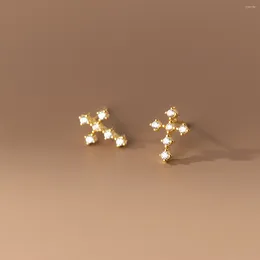 Stud Earrings TOYOOSKY S925 Sterling Silver Personalized Diamond Inlaid Cross Small Style Ins Cool Temperament Girl Gift